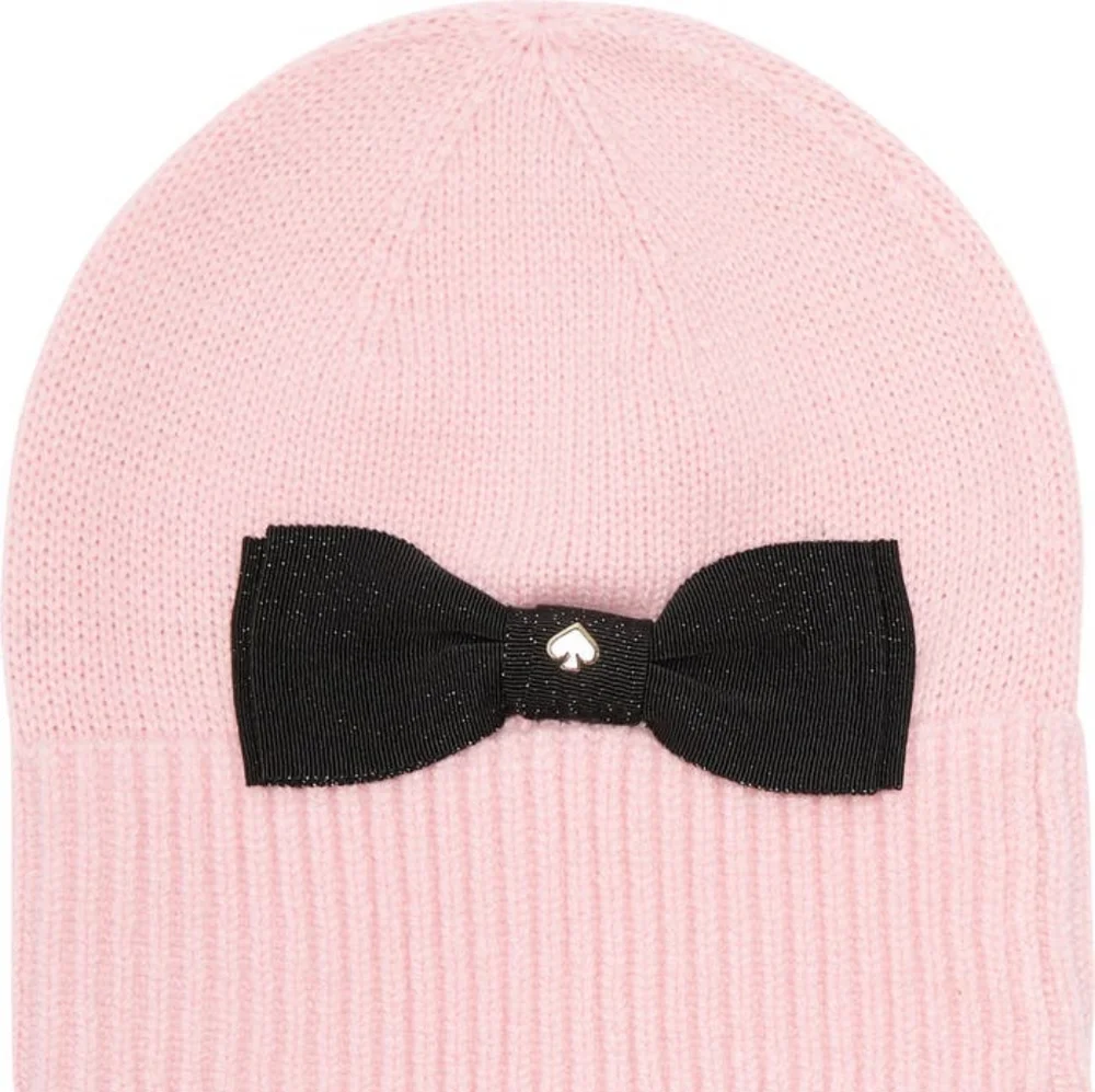 NEW Kate Spade Grosgrain Bow Knit Beanie in Tutu Pink